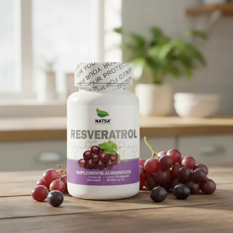 Resveratrol 100 Cápsulas Potente Antioxidante Antienvejecimiento Antiinflamatorio Regula Niveles Azúcar