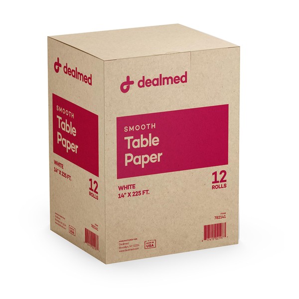 Dealmed Exam Table Paper – 14.5” X 225' Paper Table Cover, 12 Rolls of Medical Exam Table Paper, Ideal for Doctor’s Offices, Medical Facilities, Patternmaking, Tracing and More