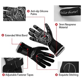 Diving Gloves Women Men 3MM Neoprene Snorkeling Gloves for Snorkeling Swimming Surfing Kayaking Diving