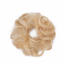 MY-LADY Messy Bun Hair Piece 100% Human Hair, Curly Hair Bun Messy Buns Hair Pieces for Women Hair Buns with Elastic Band Tousled Updo Real Hair Ponytail Extension Bleach Blonde