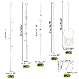 AHANDMAKER 6Pcs Air Plant Hanger, Air Fern Macrame Plant Hanger Boho Style Hanging Planter Baskets Air Plants Holders Woven Hanging Air Plant Stand for Home Office Wall Decoration