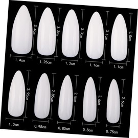 Healvian 600pcs Water Drop Shape Fake Nails Long Pointed Nail Tips Nail Art Stickers for Diy Manicure Party Supplies