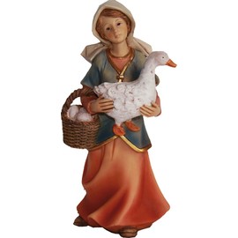 FADEDA Maid with Goose and Basket/Height: 9 cm/Hand-Painted/Detailed Nativity Scene Figures - Christmas Table Decoration Nativity Accessories
