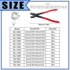 Glarks 121Pcs 12 Sizes 7-22mm Spring Band Type Clips, Fuel Silicone Vacuum Hose Pipe Clamp Low Pressure Air Clip Clamp Fasteners Assortment Kit with 1Pc Clic-R Hose Clamp Pliers