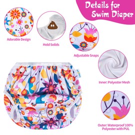 Babygoal Baby Reuseable Washable and Adjustable for Swimming,Outdoor Activities and Daily Use,Swimming Lessons for Babies 0-3 Years, 3ZSD25-CA