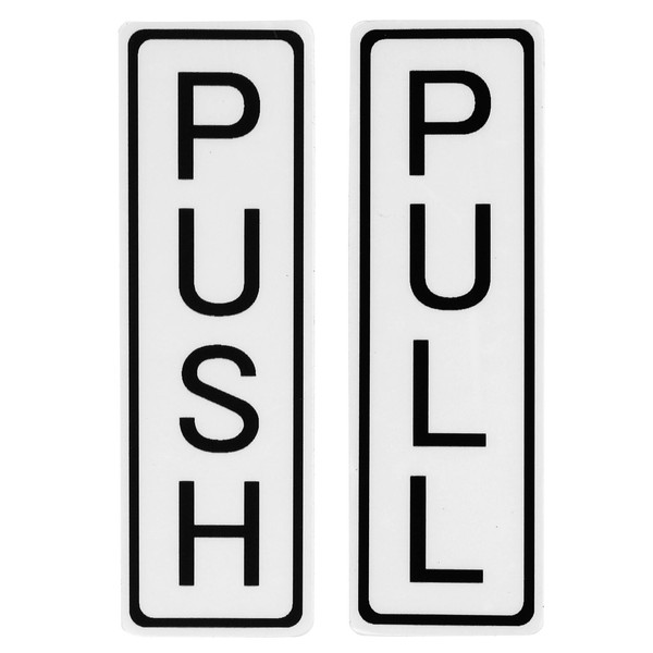 PATIKIL Vertical Push Pull Door Sign, 4"x1.25", White Plastic, Door