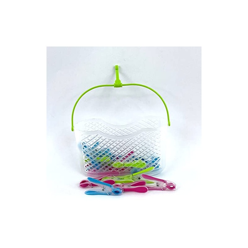 Bürstenmann Clothes Basket with 20 Pegs, Multi-Colour, 13.6 x 23.7