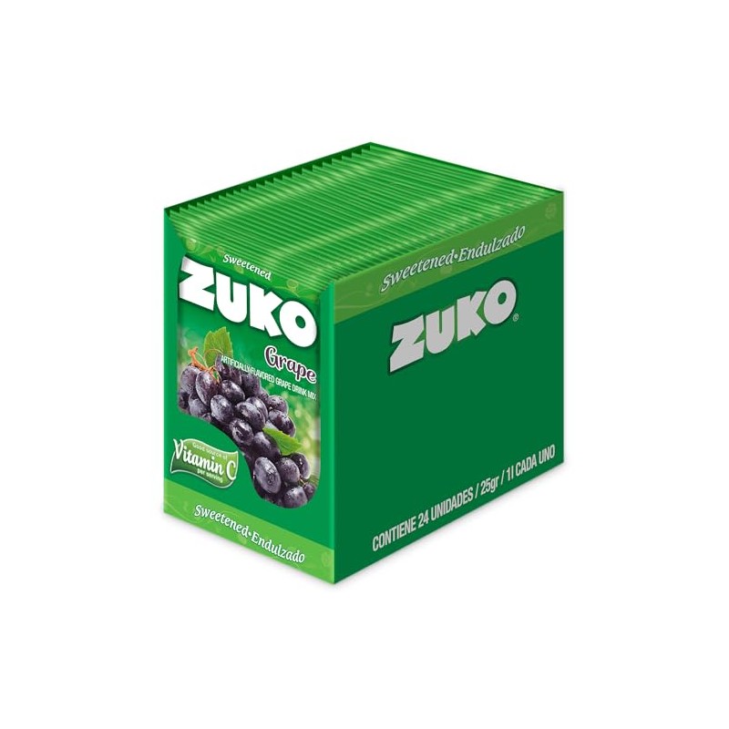 ZUKO Grape Instant Powder Drink, 24 Individual Bags 0.9 Oz,