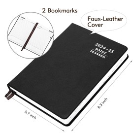 Kesote A5 Agenda 2024-2025 Planner 2024-2025 Yearly Monthly Daily Planner Hardcover Notebook for School Office Supplies - Black, 8.9 * 6.3’’