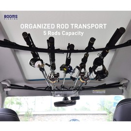 Booms Fishing VRC Vehicle Rod Carrier, Car Fishing Rod Holder, 2 Nylon Straps Adjustable Range 31.5 "-59", Fishing Pole Roof Rack Store 5 Poles Max