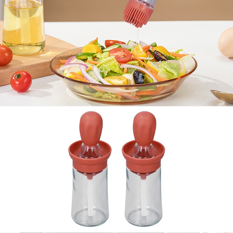 2pcs Oil Container with Silicone Brush Oil Dispenser Bottle for