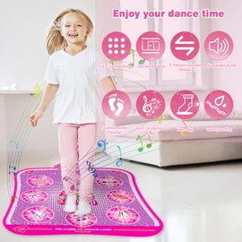 Princess Dance Mat Toy Gift - Popular Light Up Dancing Mat for Toddlers Kids Girls Ages 3 4 5 6 7 8 9 10 11 12 Year Old Christmas Party Presents Floor Mat Electronic Games Exercise Dance Pad