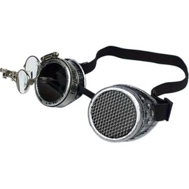 Spiked Steampunk Style Goggles With Colored Lenses & Ocular Loupe Eyewear Costume Goggles (Black, One size)