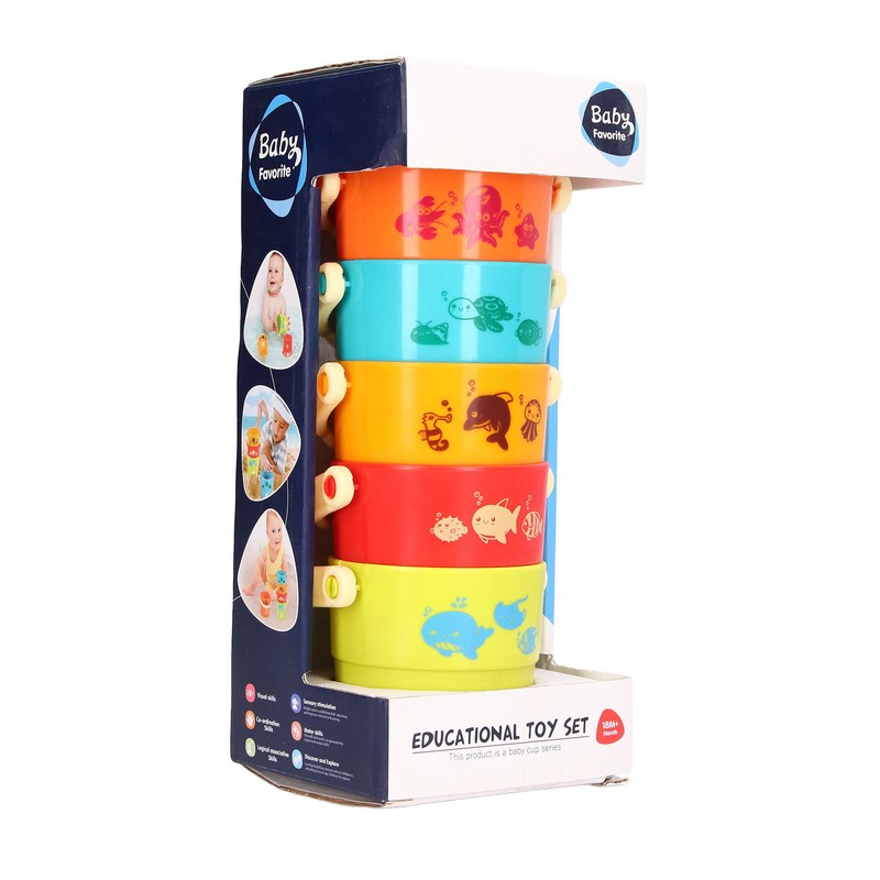 5pcs Colorful Stacking Cups Set Early Educational Baby Building Toys