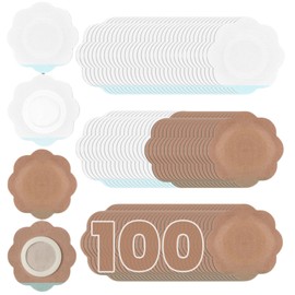 Disposable Flower Shaped Castor Oil,Spunlace Absorbent Wrap,Disposable Organic Cotton,Highly Absorbent,Leak-Proof,Self-Adhesive,No Wash,Breathable(Oil Not Included) (Skin Color and White,100 Pcs)