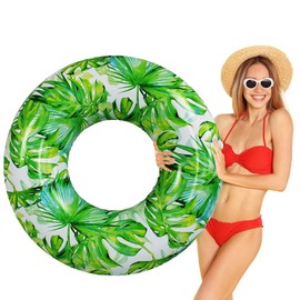 Pool Floats for Adults, Swimming beach tube, Adult Swim Ring, Adult pool float with two handles,Leaf swim ring 100cm.