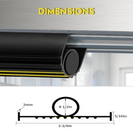 VUAOHIY Garage Door Weather Stripping Bottom Seal 12 FT T-End, 3 3/4 Inch Width for Exterior Doors,Weather Kit Seal Strip Replacement,Weatherproofing Garage Stripping(Black)