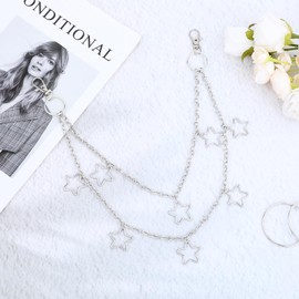 Punk Star Pants Chain Hip Hop Pants Chain Vintage Pants Chain, Silver Layered Wallet Jean Chains Star Jean Chain Goth Pocket Accessories Rock Star Pocket Chain Women and Men