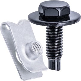 Rexka 10 Sets M6-1.0 X 20mm Hex Head Sems Bolt & U Nuts Kit for Nissan Infiniti 08146-6162H - Multipurpose - Headlamp Fender Liner Splash Shield Bumper Cover Radiator Support Splash Shield