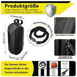 Lock for e-scooter, clamp lock for e-scooter, bicycle lock, e-bike/motorcycle, including a portable 4L storage bag, bicycle saddle, rain cover