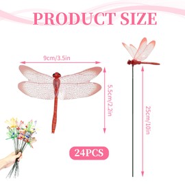 EBQOSK 24 - Pack Colorful Dragonfly Garden Stakes, Weather - Resistant Outdoor Decor for Yard, Patio & Flower Beds, Vibrant Plastic Dragonfly Ornaments to Enhance Garden Aesthetics