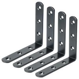 Sayayo Shelf Bracket Corner Brace Joint Angle Bracket Shelf Support Wall Hanging 100mm*100mm, Stainless Steel Matte Black, 4 Pcs, EJM100B-4P