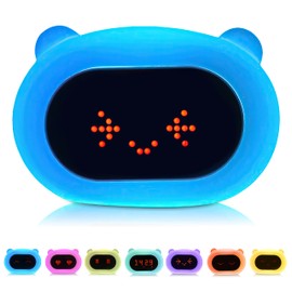 Kadoing Bears Children's Alarm Clock - with Facial Expression and Typing Function - Alarm Light for Children - Sleep Trainer - Sleep Alarm Clock - Night Lamp - Children's Lamp - Toy Alarm Clock