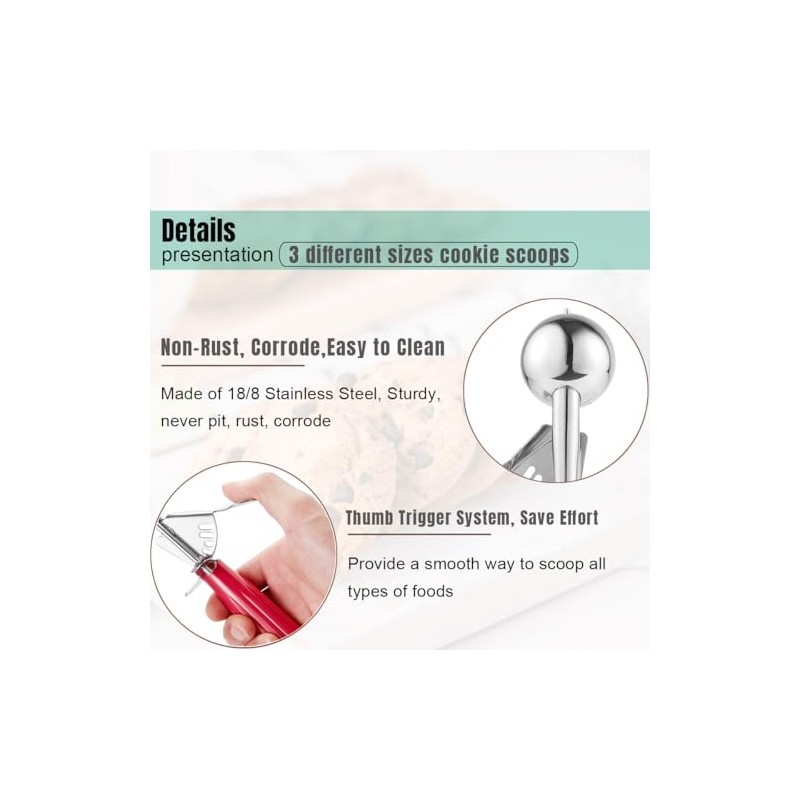 Saebye Cookie Scoop Set, Ice Cream Scoop Set, Cookie Scoops