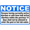 Notice Persons Having Currently Active Diarrhea Pool Sign. 9x12 Metal