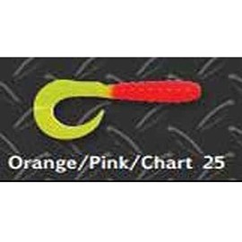 Big Bite Baits CTG225 Curl Tail Grub Orange/Pink/Chartreuse, 2"
