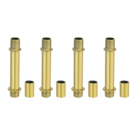 PATIKIL Straight Pipe Lamp Stems Rod Kit, 4 Set M10 Carbon Steel 50mm(1.97") Long Double End Thread Rod with Coupling Nut Sleeve Connector for Table Lamps Chandeliers, Gold Tone