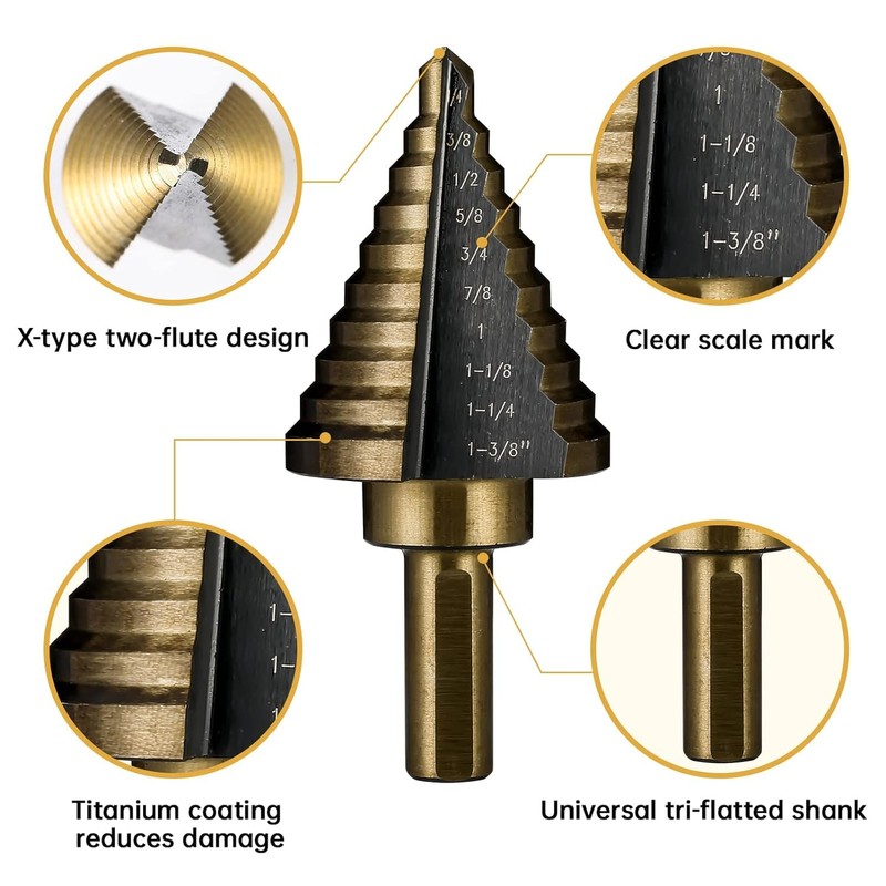 Metal Step Drill Bits, HSS Unibit Set(SAE), Step Drill Bit