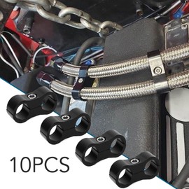 Fuel Line Mounting Clamps, 10PCS 6AN Fuel Tubing Mounting Clamps, Aluminum Alloy Hose Separator Fuel Line Clamps For 3/8in Fuel Line