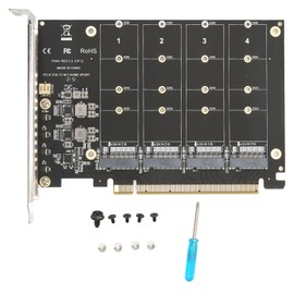 M.2 PCIE Adapter NVMe M.2 to PCIe 4.0 X16 Protocol 4 Bay SSD Transfer Expansion Card M.2 RAID X16 Split Card