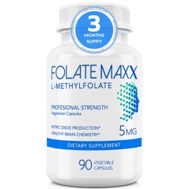FolateMaxx L-Methylfolate 5 mg 90 Capsules Professional Active Folate Non-GMO, Gluten Free Methyl Folate, 5-MTHF