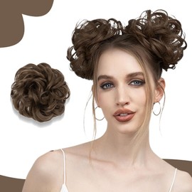 EIYVPRA Hairpiece with Elastic Band, Hair Bun, Large Bun Hairpiece, Curly Hair Scrunchie with Hair, Updo Hairstyles, Hair Extensions, Messy Bun Hairpieces for Women, Girls, Ponytail (Medium Brown)