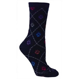 Wheel House Designs Socks - Dog Paws on Black - 9-11