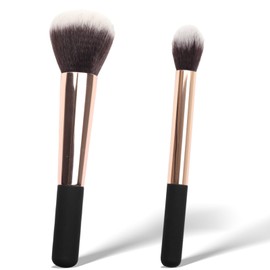 Makeup Brushes Set - 2PCS - Loose Powder & Highlight Brush, for Powder Foundation, Highlighter, and Concealer – Flawless Blending & Buffing