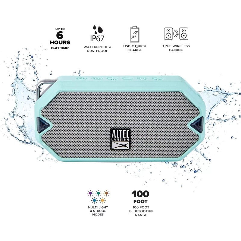 Altec Lansing HydraMini Waterproof Bluetooth Speaker - Teal