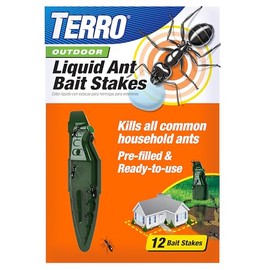 TERRO Liquid Ant Baits - T1813B - Outdoor Ready-to-Use Terro Ant Traps, Kills Household Ants, 12 Stakes (Pack of 12)