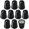 6mm D0 Hole Black Rubber Grip Control Knob For DJ