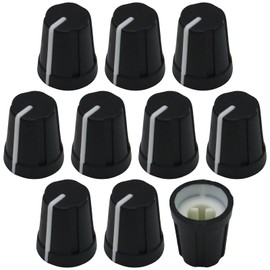 6mm D0 Hole Black Rubber Grip Control Knob For DJ MixerPack of 10
