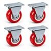 4-Pack 1.5-Inch Red Fixed Caster Wheels – Metal Plate Mount