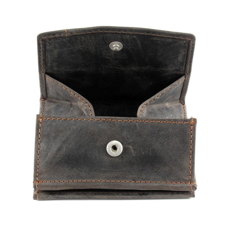 Greenland Brown Bifold Wallet Coin Catcher and Press Stud Closure