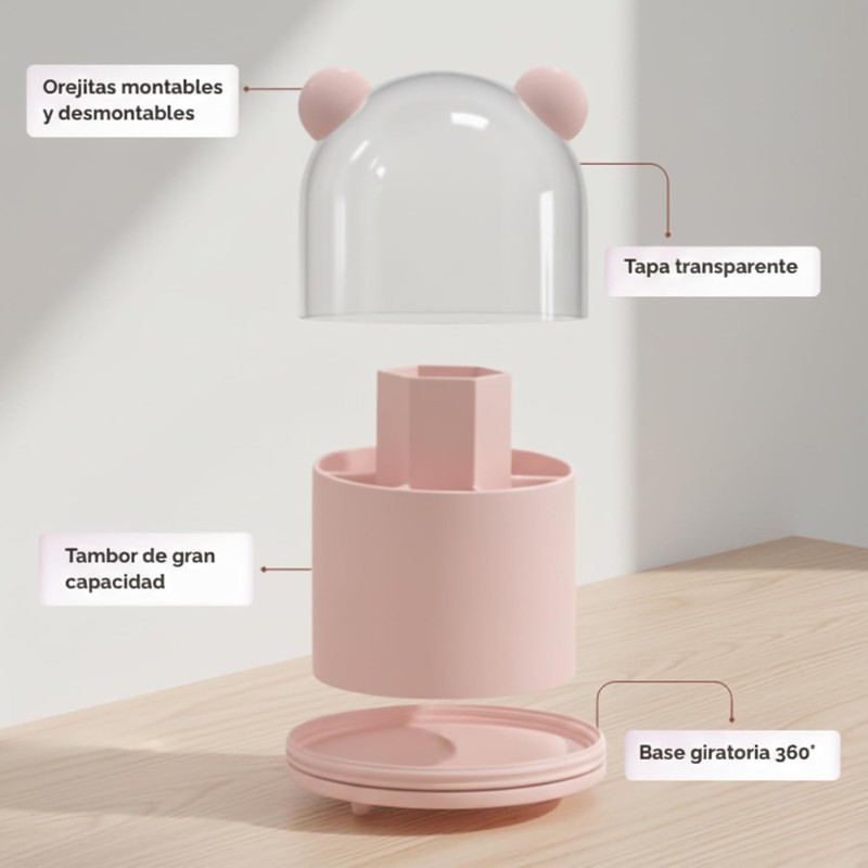 Organizador de Brochas con Diseño de Gatito, Porta Maquillaje Multisusos