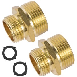 BILAL 2 PCS Brass Garden Hose Adapter, 1 NPT to Garden Hose Adapter-3/4" GHT Male x 1" NPT Male, Male Hose Adapter, Pipe Fittings Connector