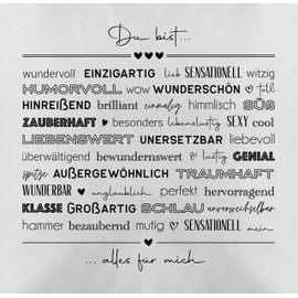 Cushion 50 x 50 cm – Valentine's Day Partner Ideas – Du bist Alles für Mich – 50 x 50 cm – White – Couple Gifts Wales Day Friendship Pillow Anniversary Gift for Him Love Best Friend