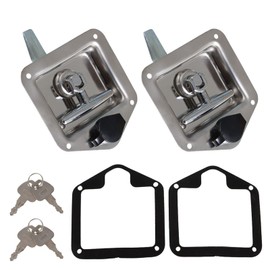 Autoparts 2 Pcs T-Handle Tool Box Latches with Lock Box Locks for Trailer Door RV Camper Truck Bed Toolboxes - Folding T-Handle Latch with Gasket