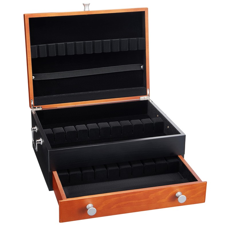 Silverware Storage Box, Wood Chest - without Cutlery - Tarnish