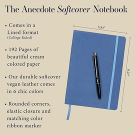 Softcover Ruled Journal with Thick 80 gsm Lined Cream Paper A5 size (8.3 inches x 5.4 inches) - Daily Writing Notebook Journal for Travel, School and Office Use - Diary Journal for Women and Men - French Blue